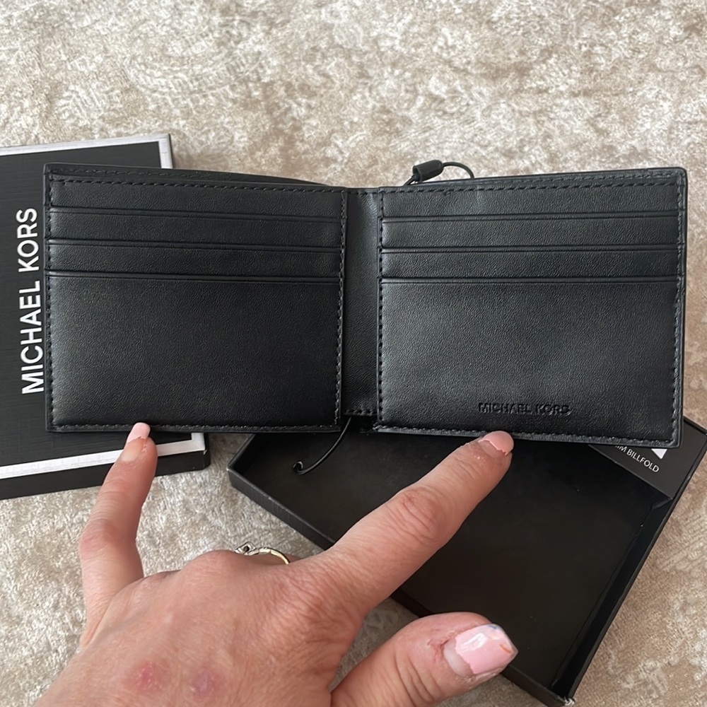 Brand New Michael Kors Jet Set Men’s Slim Billfold Brown & Black Logo Wallet - Picture 8 of 15